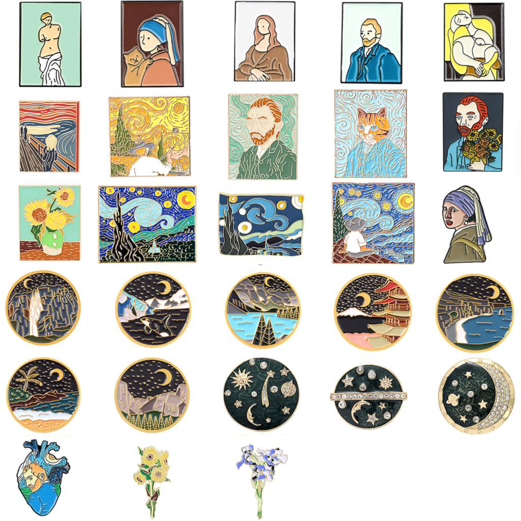Board Game Bang - Painting Brooch Van Gogh Brooch Galaxy