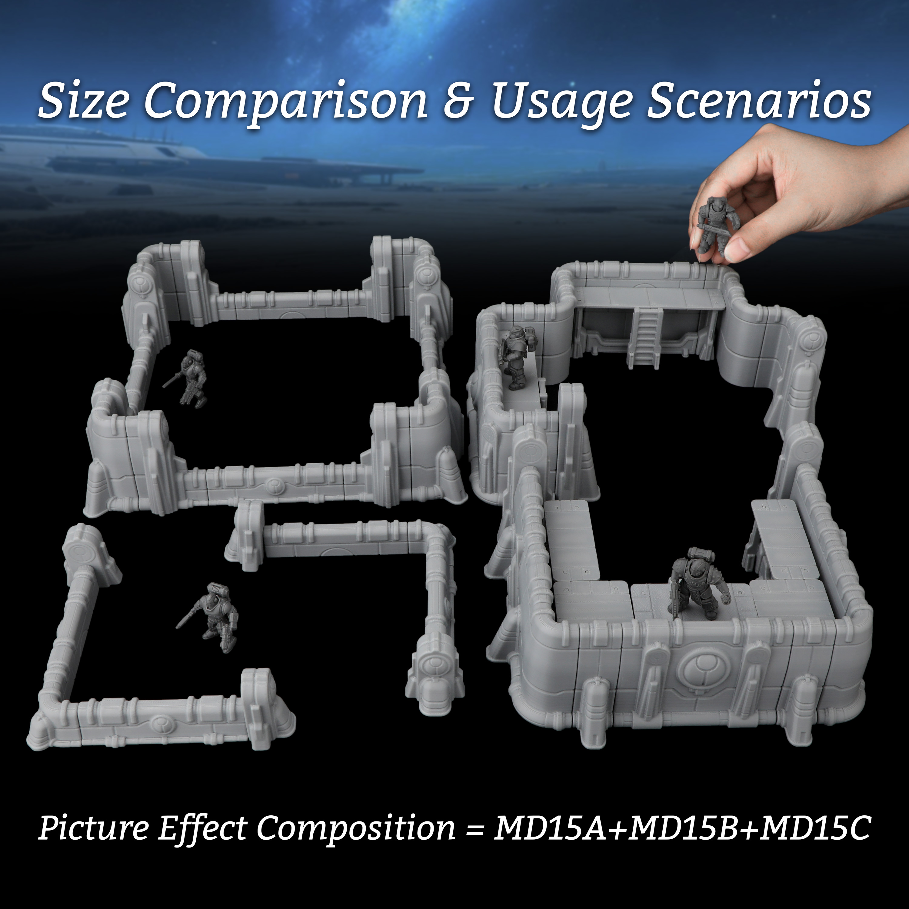 Board Game Dune - Sci-Fi Modular Fortress Defense Walls Miniature